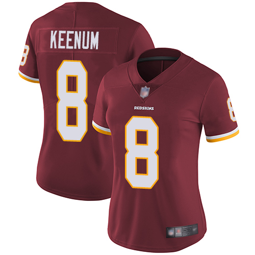 Washington Redskins Limited Burgundy Red Women Case Keenum Home Jersey NFL Football #8 Vapor->youth nfl jersey->Youth Jersey